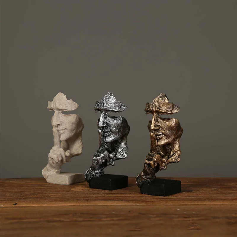 

Simple modern creative silence is gold decoration wine cabinet living room decoration Nordic sculpture office living room art