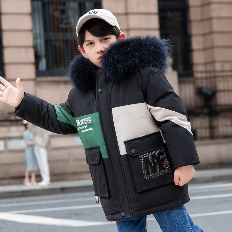 

Boy winter jacket -30 degree children clothing warm down cotton jacket Hooded coat thicken outerwear kids parka clothes overcoat