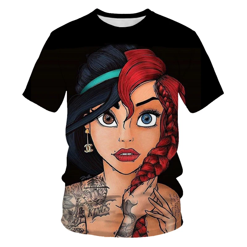 

3D printing outdoor leisure student summer T-shirt cartoon character couple loose and comfortable O-neck shirt super hot trend