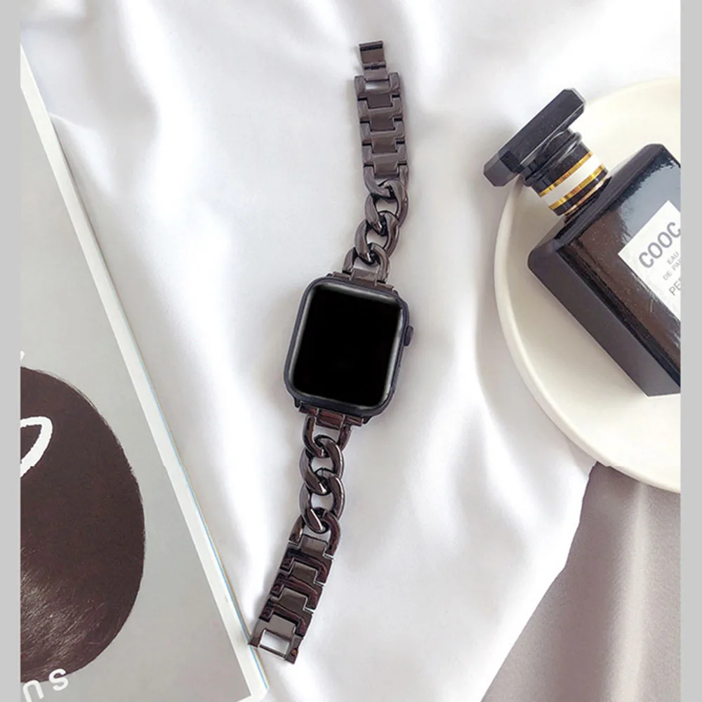 Ремешок джинсовый для Apple Watch Band 6 5 4 3 2 SE металлический браслет из нержавеющей