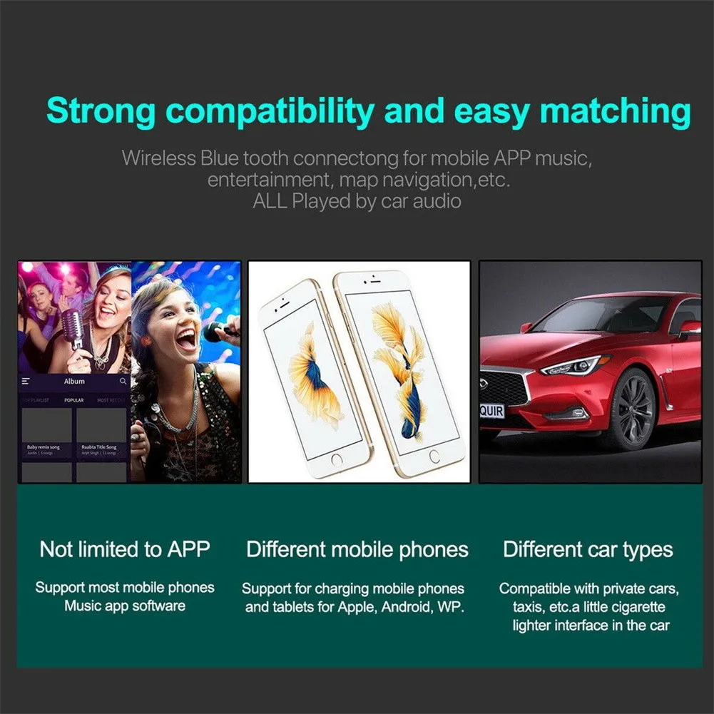 

Bluetooth Автомобильный FM-модулятор, стерео, Автомобильный MP3-плеер, аудио адаптер, FM-передатчик, зарядное устройство USB, беспроводной автомобиль...