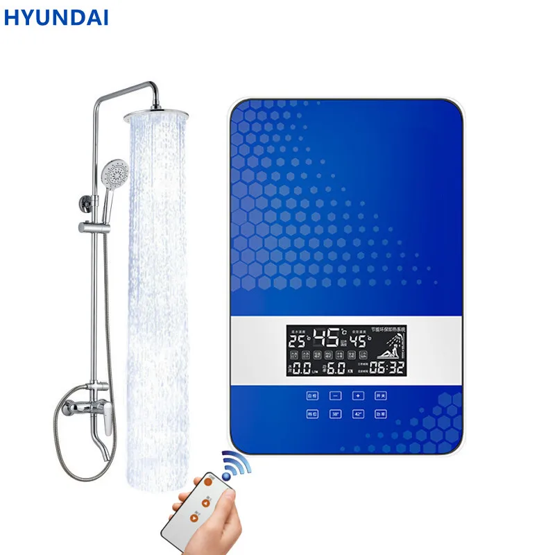 Smart Electric Water Heater Household Small Shower Instant Heating Without Water Storage LED Touch Screen Unlimited Hot Water