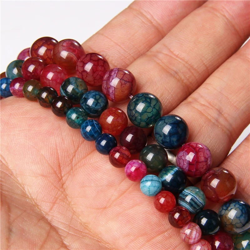 

6/8/10 mm Natural Blue Agat Beads Wholesale Mineral Stone Polished Strand Beads For DIY Making Jewelry Decora Bracelets Necklace