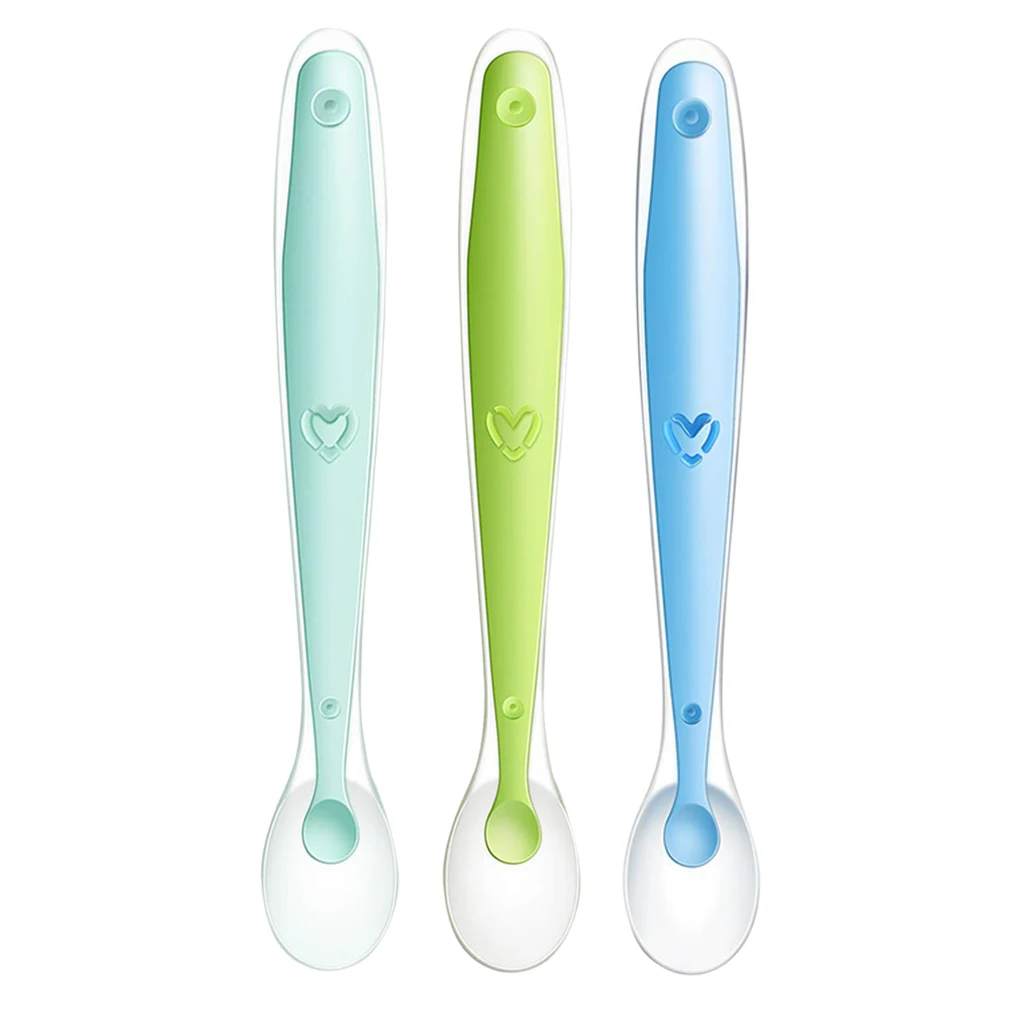 

2022 New Year Gift Baby Silicone Soft Spoon Training Feeding Tableware for Children kids Infant Sensing solid feeding Cutlery
