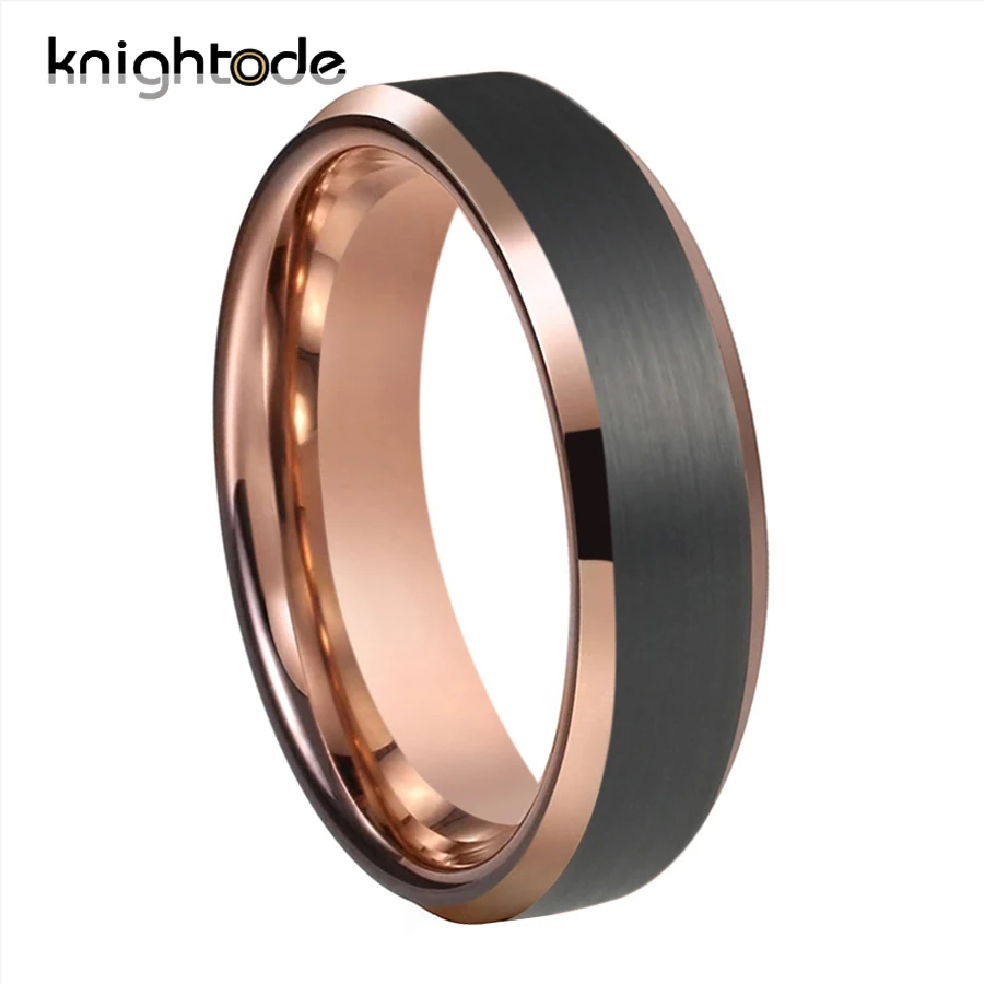 2 Цвет кольцо из розового золота обручальное вольфрама черная матовая