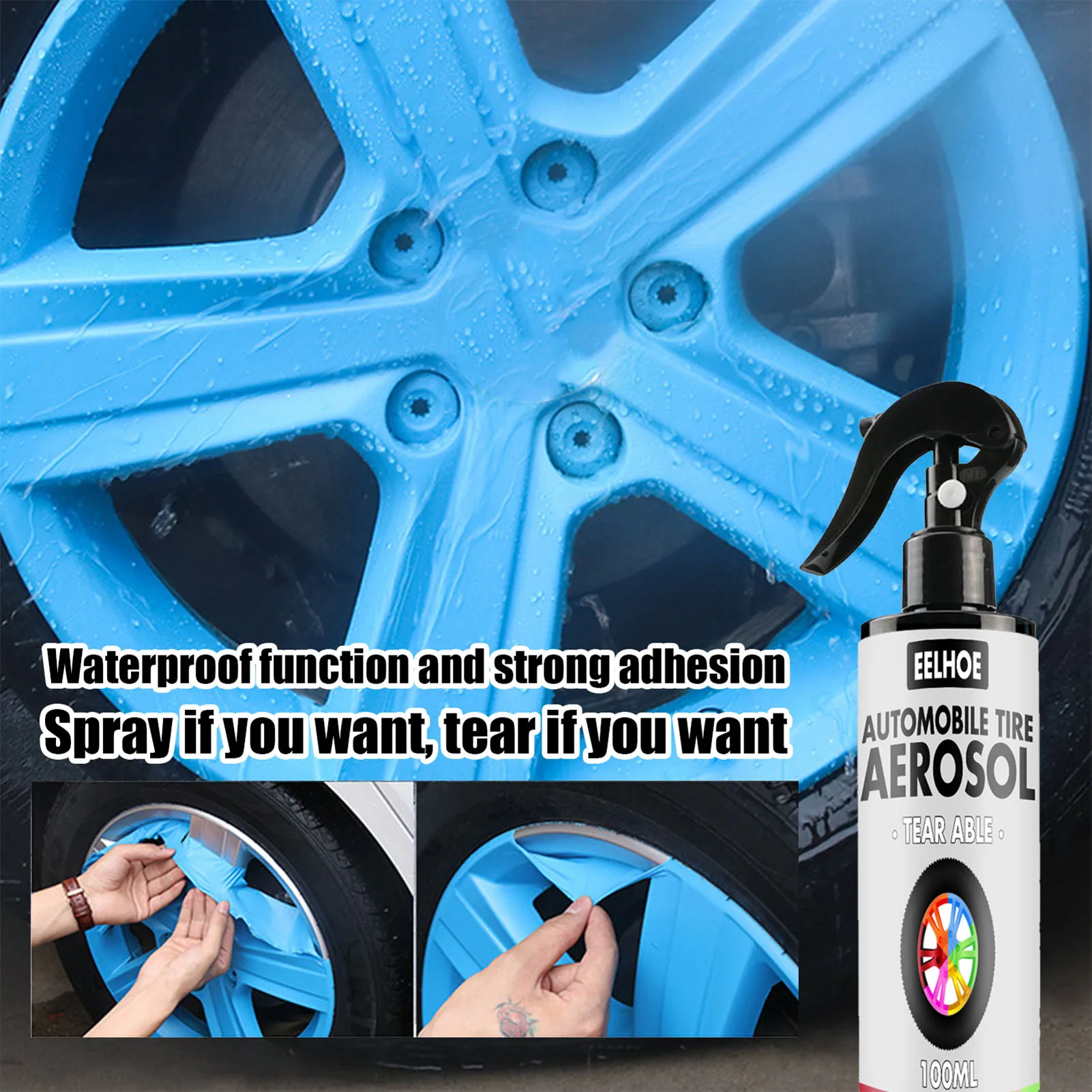 

Car Wheel Paint Care 30/100ml Auto Wheel Spray Film Car Tire Color Change Wheel Hub Paint Peelable Peel Paint Spray Maintenance