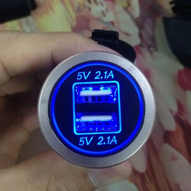 

Waterproof DC 12V 24V 5V 2.A Motorcycle Boat Car Dual USB Charger LED Power Adapter For Mobile Phone Tablet PC GPS X6HF