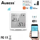 Датчик температуры и влажности Aubess Tuya с Wi-Fi, комнатный гигрометр, термометр, смарт-датчик Life с дистанционным управлением и поддержкой Alexa