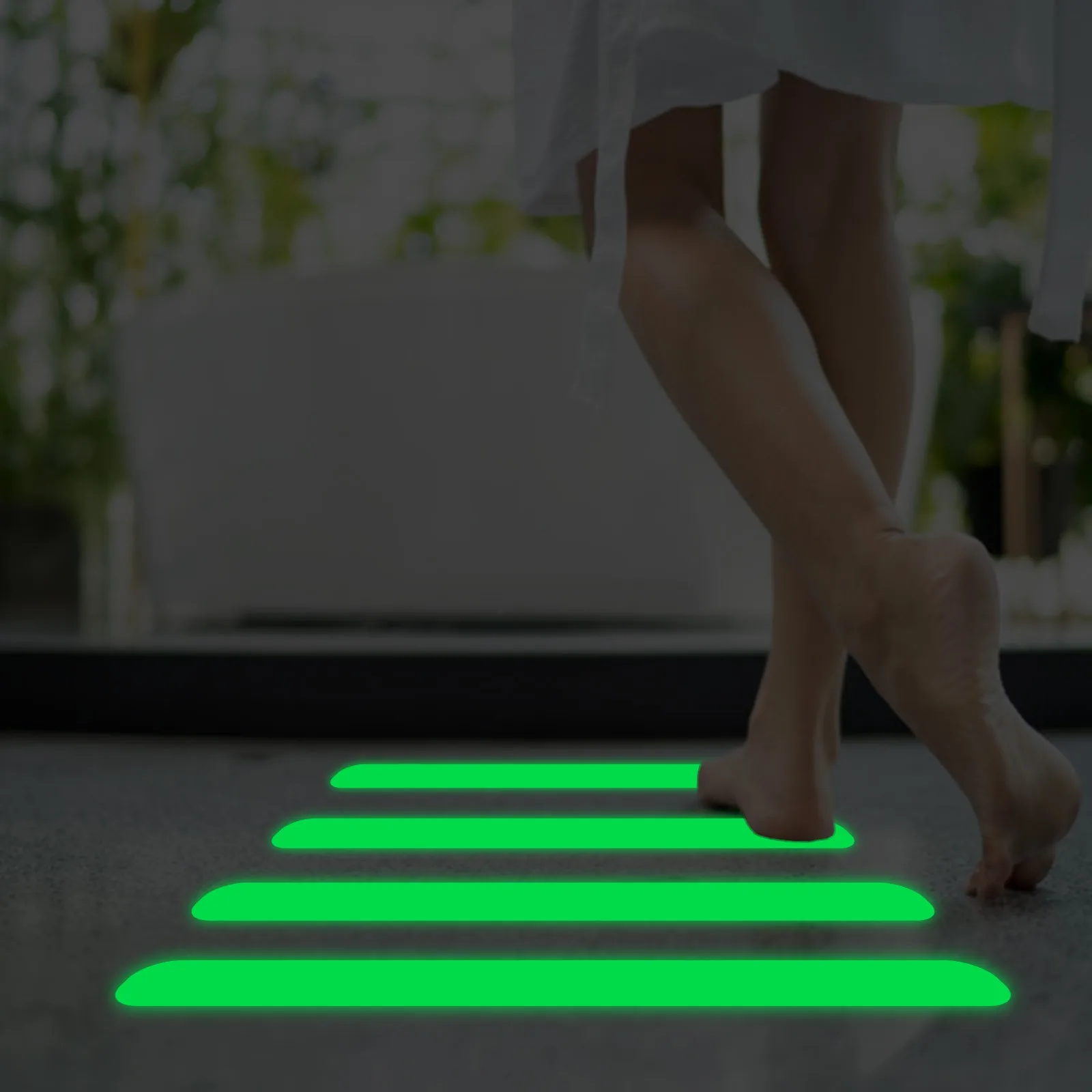 

24pc Green Warning Ground Steps Stairs Reflective Anti-skid Strips Fluorescent Luminous Anti-skid Tape Bathroom Fluorescent