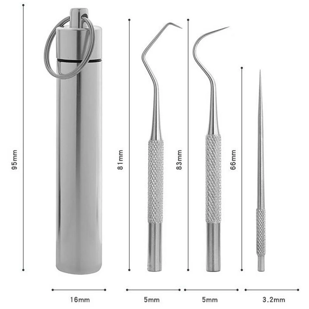 

5pcs Stainless Steel Tooth Pick Portable ToothPick Reusable Waterproof Holder