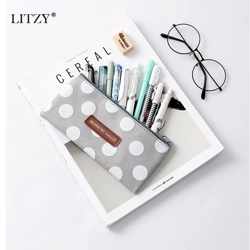 Тканевый чехол карандаш для школы милый Простой Чехол в полоску коробка ручек