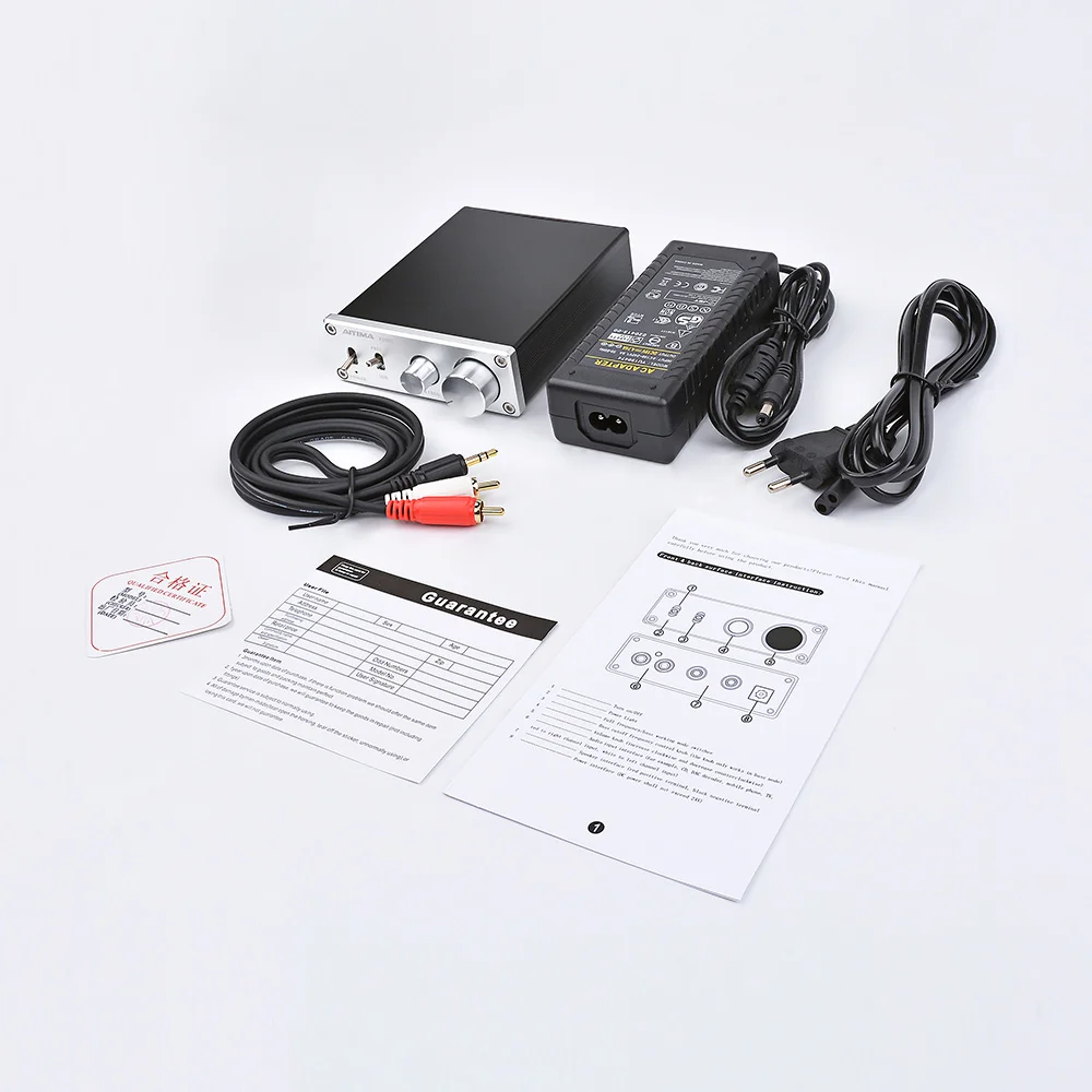 Silver EU Plug AIYIMA TPA3116D2 сабвуферный усилитель класса D HiFi моно цифровой усилитель высокой мощности аудио усилитель 100 Вт домашний кинотеатр DC12-24V - Цвет: Silver EU Plug