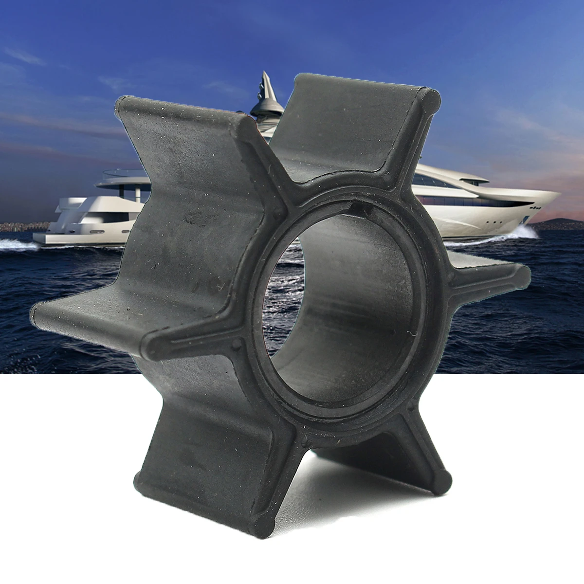 25/30/40HP Outboard Motor Water Pump Impeller For Tohatsu & for Mercury 345-65021-0 18-8923 Rubber Black Diameter 4.4cm 6 Blades