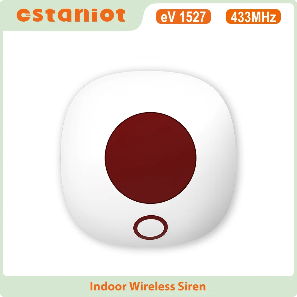 433MHz Indoor Wireless Alarm Siren Mini 110dB High Decibel Loudness Sound & Light Strobe Siren for Home Security Burglar Alarm