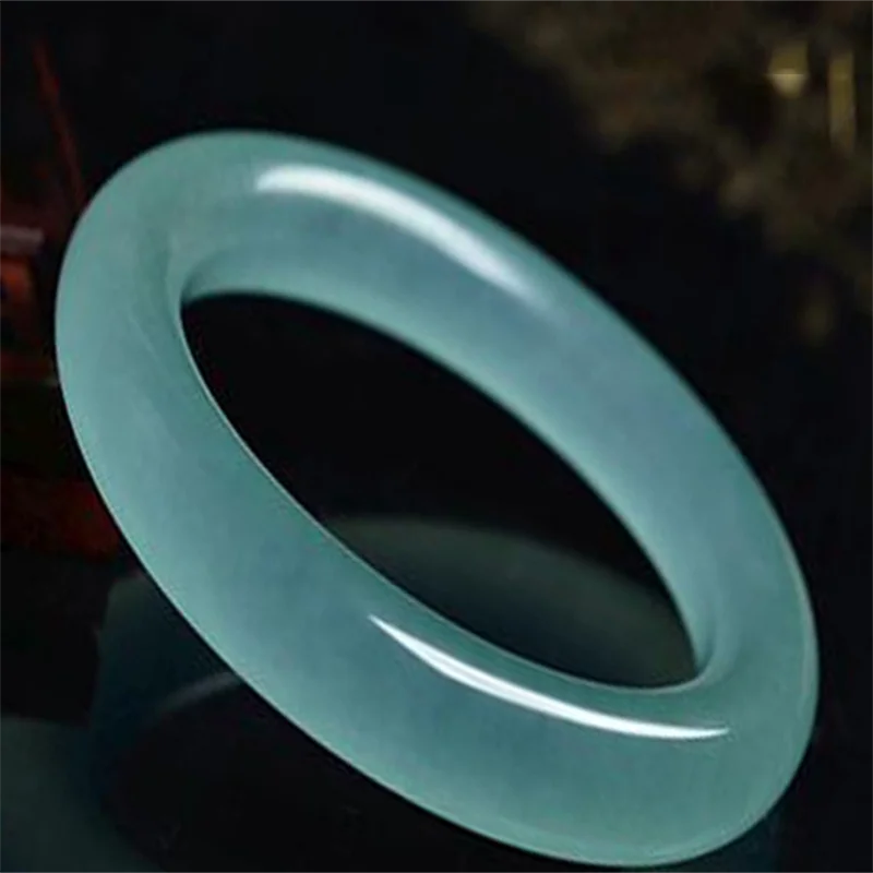 

Hot selling natural hand-carve light blue Jade Round Barangle 56-62mm Bracele fashion Men Women Luck Gifts Amulet for