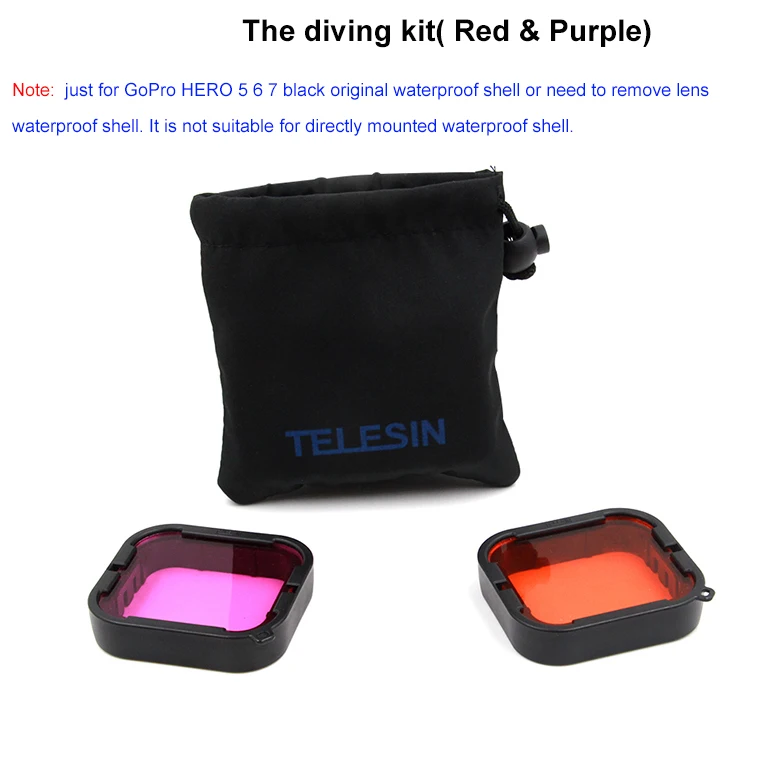 Diving filter kit TELESIN объектив фильтр для дайвинга Polarizied фильтр CPL filtros ND 4/8/16 системы безопасности фильтры для GOPRO hero 5 6 7 hero 7 hero 5 hero 6 протектор - Цвет: Diving filter kit
