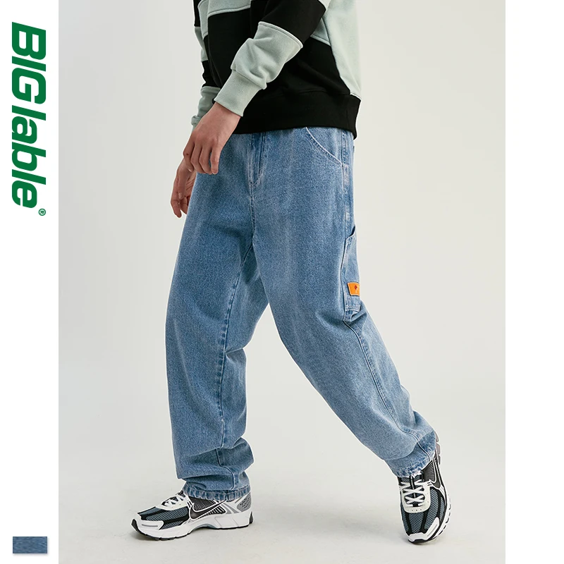Большие складывающиеся 2019 AW мужские джинсы Модные Modis уличные свободные прямые