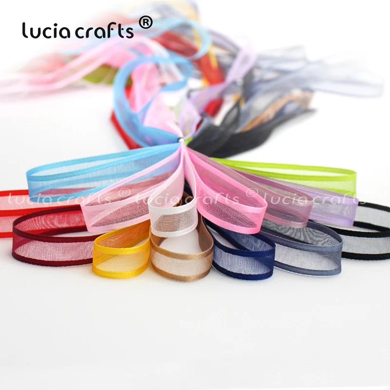 Lucia crafts разноцветные варианты 10 мм лента из органзы для одежды материалы DIY шитье и бант для волос аксессуары P0308