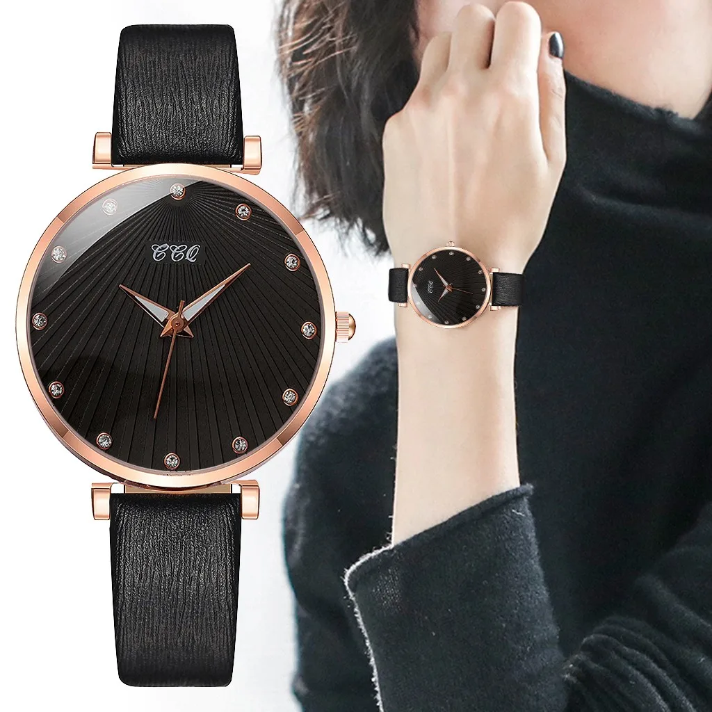 

ас CCQ simple and elegant ladies watch dress dinner ladies must-have watch leather thin wristband ladies quartz watch new 5*