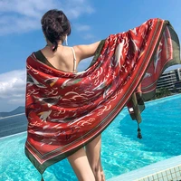 new scarf ladies summer national wind shawl scarf dual use beach towel large sunscreen scarf red exotic boho