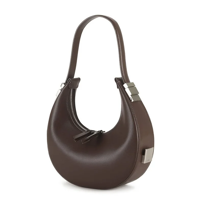 

Crescent Circular Bags for Women 2021 Fashion Underarm Crossbody Bag Small Handbags Real Leather Ladies Shoulder Purse