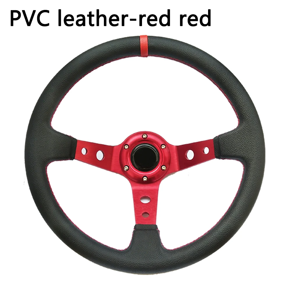 PVC-red red 14 дюймов 350 мм Дрифт гоночный руль ПВХ/замша/из искусственной кожи Универсальный руль глубокая кукурузная тарелка - Цвет: PVC-red red