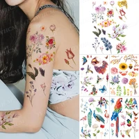 variety of flowers and cute cats waterproof temporary tattoo stickers plant flash butterfly tattoo fake tattoos for man kid girl