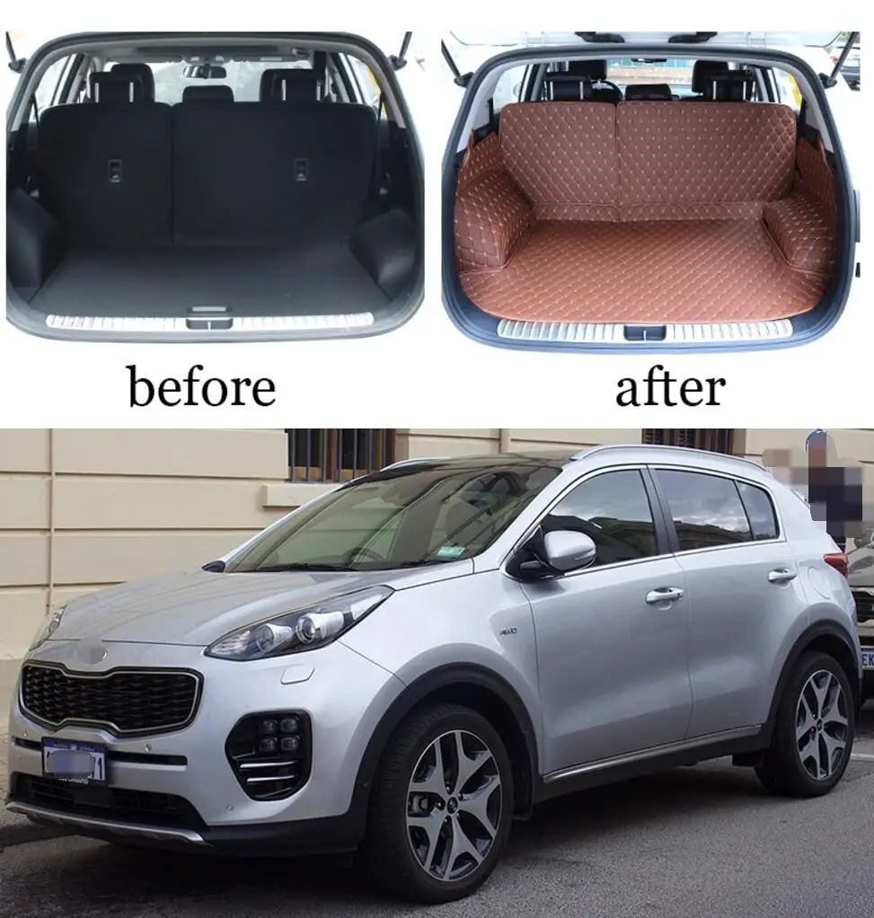 

Коврик для багажника из волоконной кожи для kia sportage 2016 2017 2018 2019 2020 QL, автомобильные аксессуары