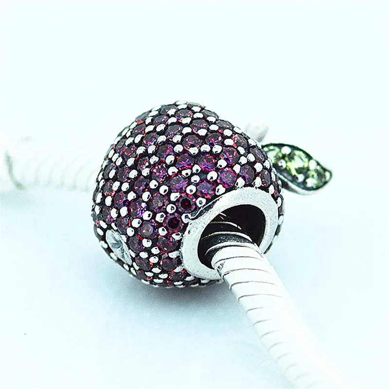 Оригинальный серебряные бусины 925 пробы Подходит Pandora браслет Apple Pave Серебряные