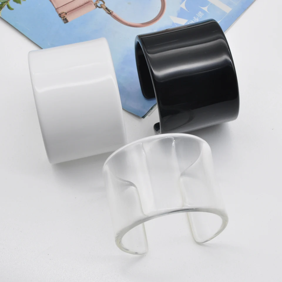 Женский массивный Браслет манжета из прозрачного акрила цвет белый