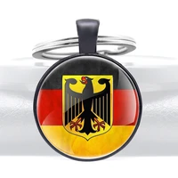 fashion german eagle theme glass cabochon metal pendant key chain classic men women key ring jewelry gifts keychains
