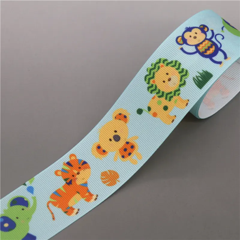 

DHK 1.5'' 5yards animals elephant Coconut Printed Grosgrain Ribbon Accessory Hairbow Headwear Decoration DIY OEM 38mm C1776