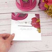 custom wedding mirror square box with lip cover long hole for donation party decor bridal favors personalized verlobungs tablet