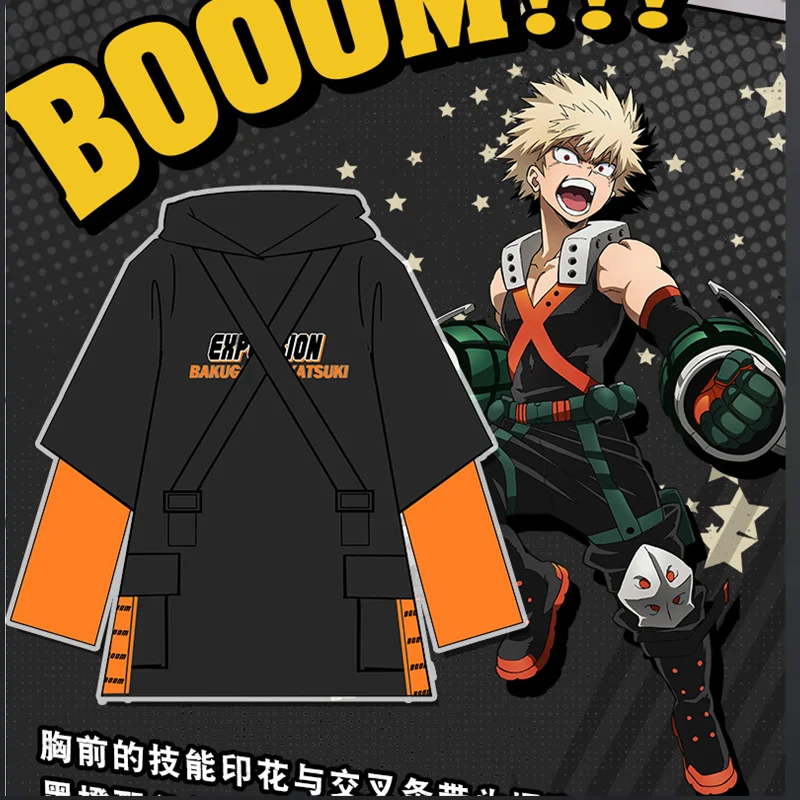 

2021 New Anime Cosplay Costumes Hero Academia Hoodies Sweatshirt Splice Pullover Sportswear Top