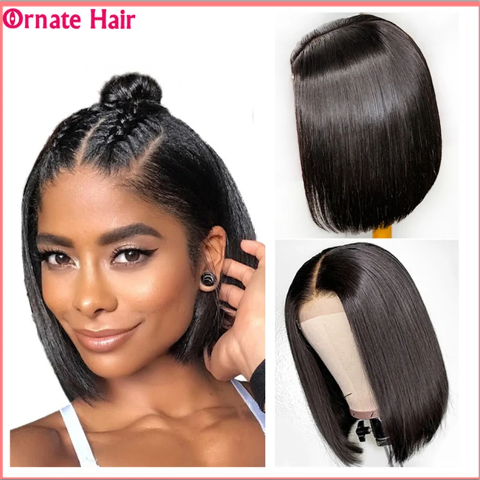 Парики боб парики из прямых человеческих волос с косточками для женщин