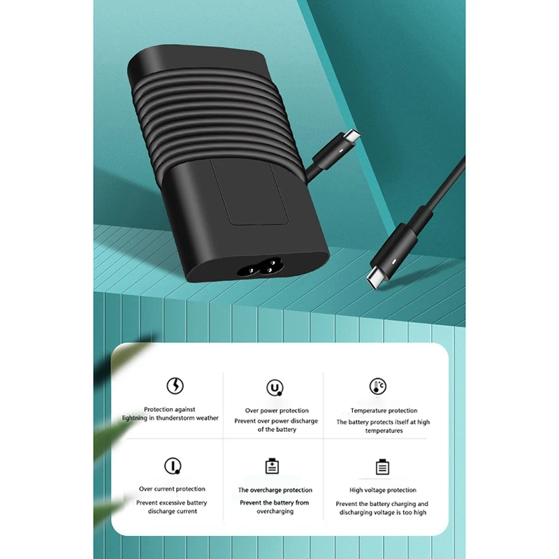 

HOT-45W 20V/2.25A Laptop Charger Type-C 2.7M Power Adapter for DELL XPS129250 LATITUDE7370/7275/115179 /115175(US Plug)