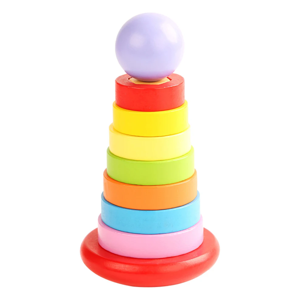 

Hot Sell Puzzle Game Kids Toys Rainbow tower pyramid Nesting Stacking Baby Shape Games Toy Children DIY Birthday Present