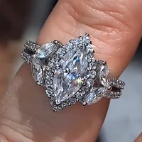 2019 new big zircon cz stone s925 silver color wedding engagement rings for women fashion jewelry best gift