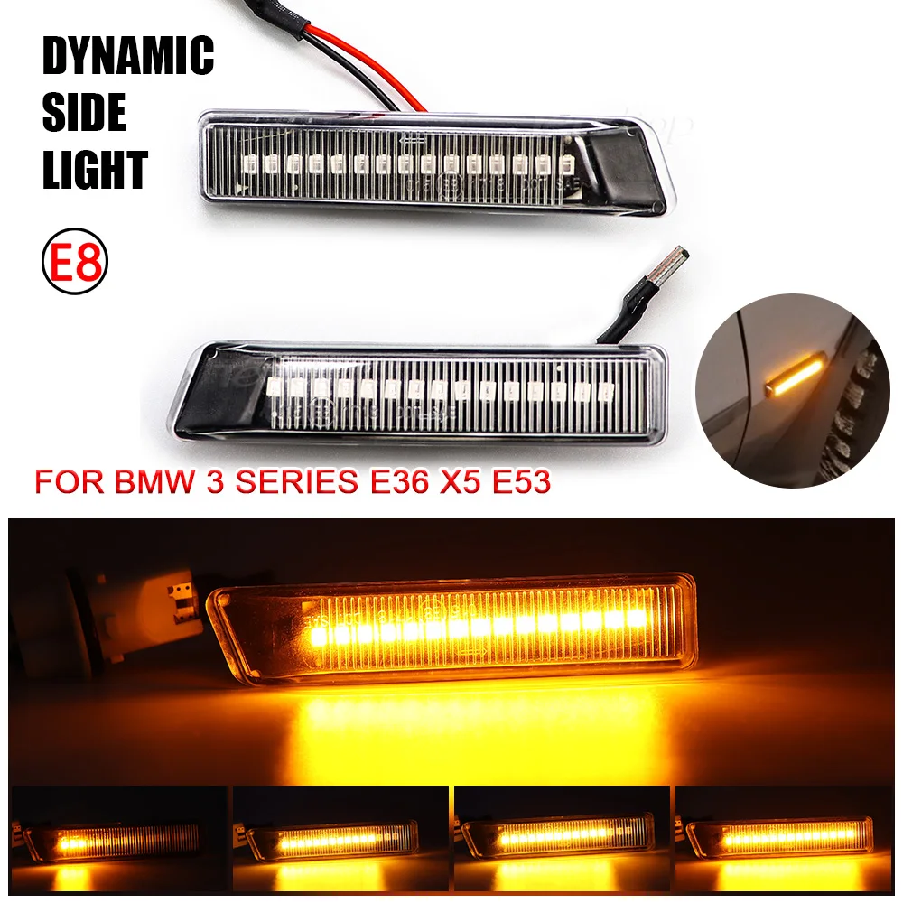 LED Dynamic Blinker Turn Signal Light For BMW E36 1997-1999 X5 E53 2000-2005 Car Side Marker Indicator Sequential Lamp