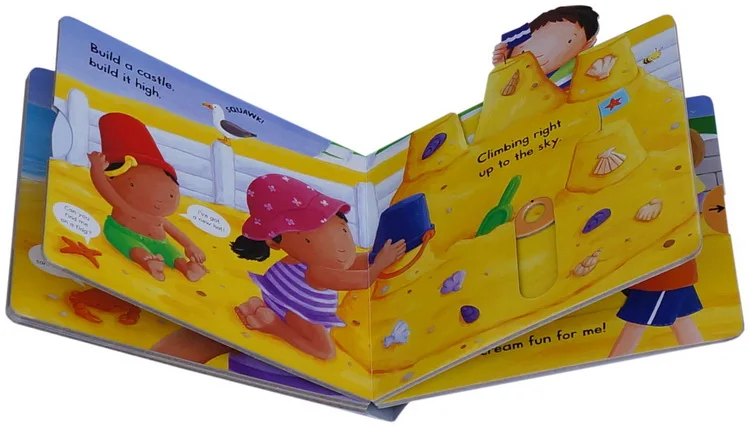 

Campbell Busy Beach push pull slide movable Mechanical book English picture flap board book baby kids early education toy