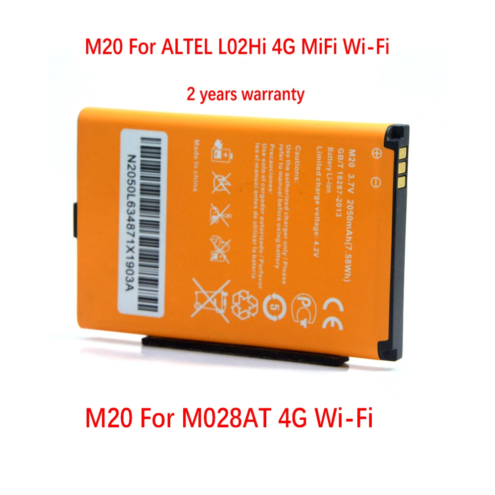 Новый аккумулятор M20 2050 мАч для M028AT ALTEL 4G MiFi Wi-Fi LTE маршрутизатора, портативный карманный хот-спот, Sim-карта, перезаряжаемый Новый аккумулятор M20 2050 мАч для M028AT ALTEL 4G MiFi Wi-Fi LTE маршрутизатора, портативный карманный хот-спот, Sim-карта, перезаряжаемый