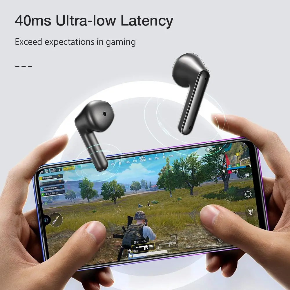 BlitzWolf BW-FLB5 TWS bluetooth-compatible V5.0 Earphone Gaming Earbuds HiFi Stereo 13mm Large Dynamic Low Latency RGB Light |