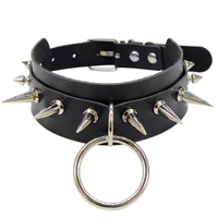 new round punk rock gothic chokers women men pu leather spike rivet stud collar necklace statement party jewelry