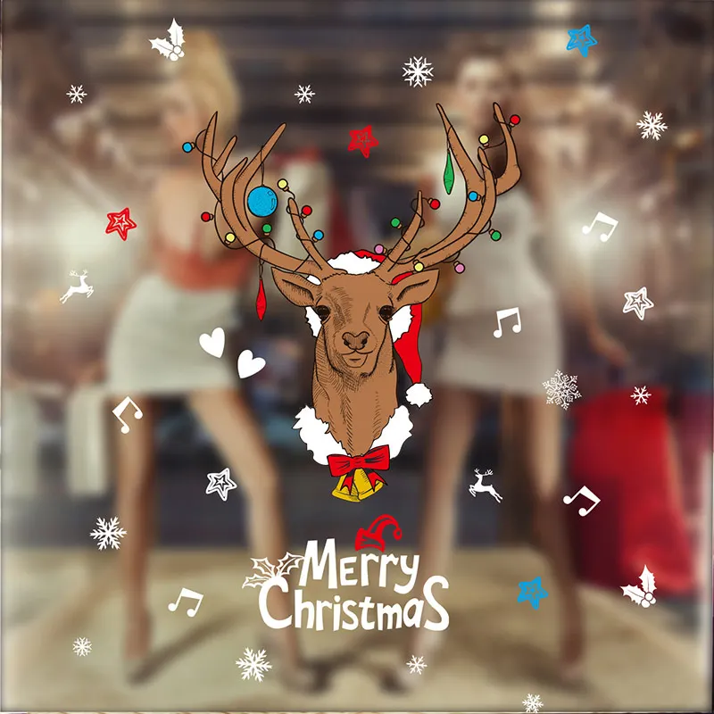 Рождественская оконная стеклянная паста наклейка Снежный стикер оленя
