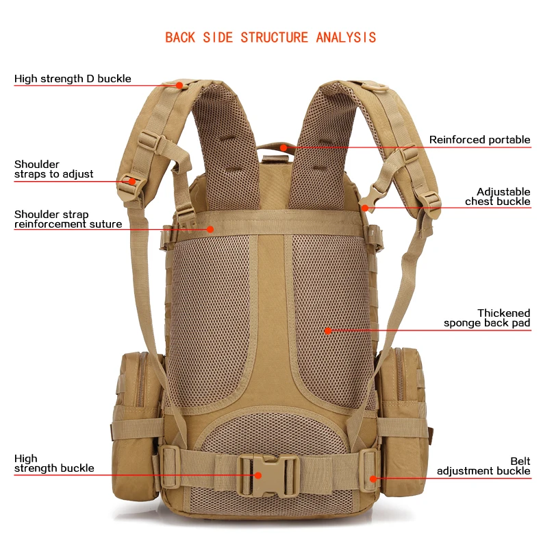 Оксфорд 55L тактический рюкзак камуфляж военный армейский сумка стрельба из лука