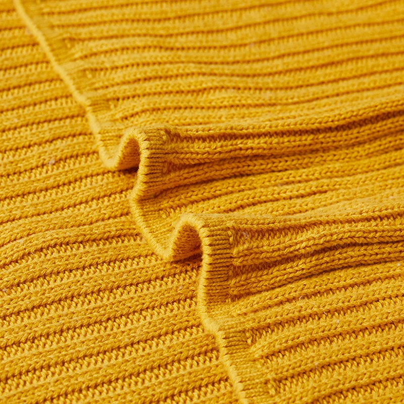 Серое одеяло плед для дивана желтое мягкое вязаное в полоску дорожное 130x180 см