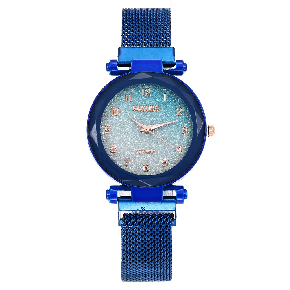 

Watch Women Starry Sky Flat Glass Quartz Mesh With Magnetic Buckle Watch High Quality Winding Quartz Movement Wrist Watch