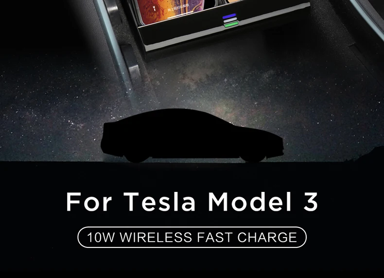Для Tesla модель 3 двойной 10 Вт мобильный телефон Беспроводное зарядное устройство, Быстрая Зарядка QI стандартная центральная консоль подлокотник коробка