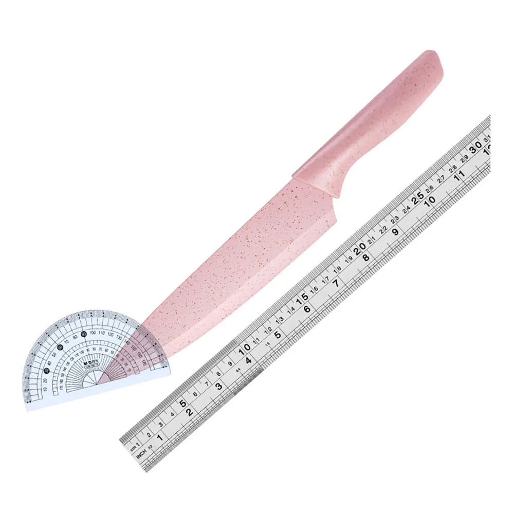 

Color Wheat Straw Handle Kitchen Knife Set 6 Pcs High Carban Stainless Steel Japanese Chef Knives Nakiri Paring Knife Gift Case