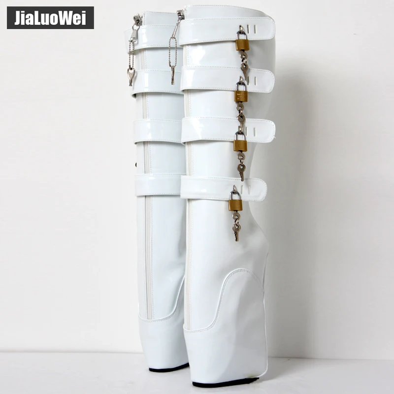 

Hot Sale 7" Super High Heel Hoof Heelless Sole Lockable Zipper Knee Thigh High Ballet Boots Sexy Ladies Nightclub Shoes Custom M